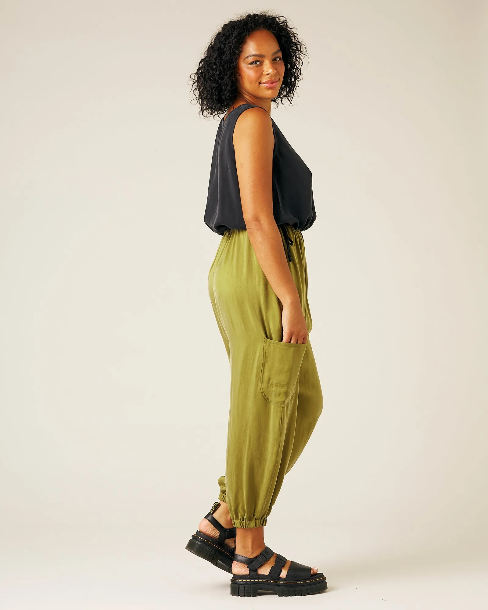 Yoli Cupro Trousers - Olive Oil