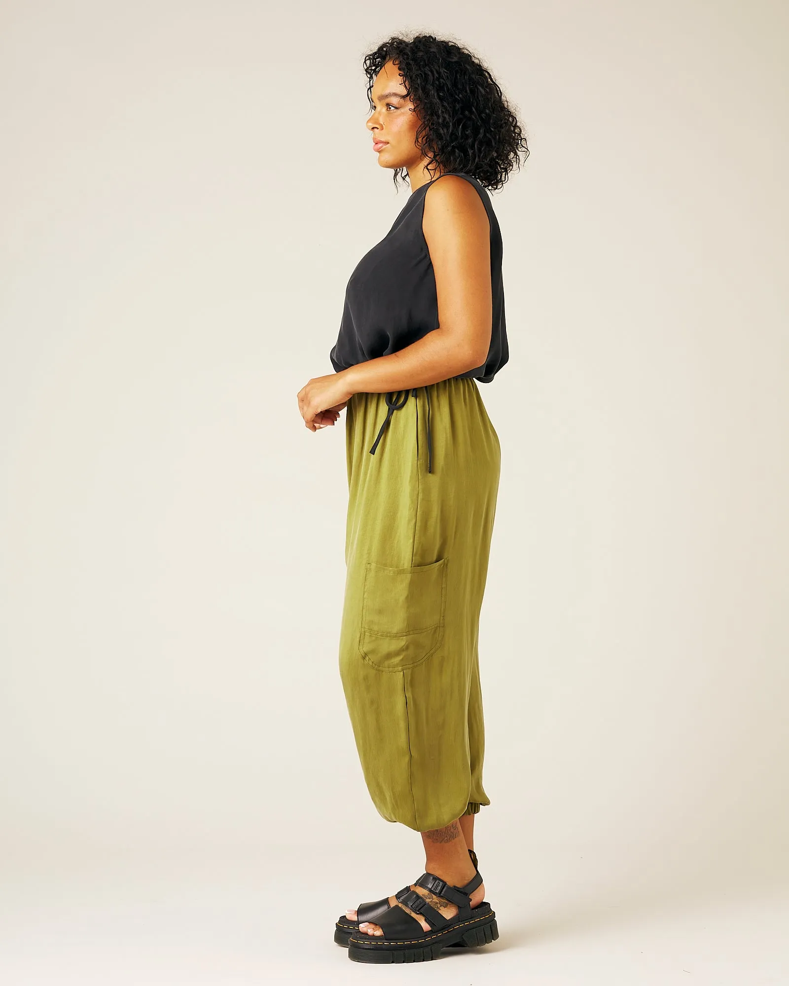 Yoli Cupro Trousers - Olive Oil