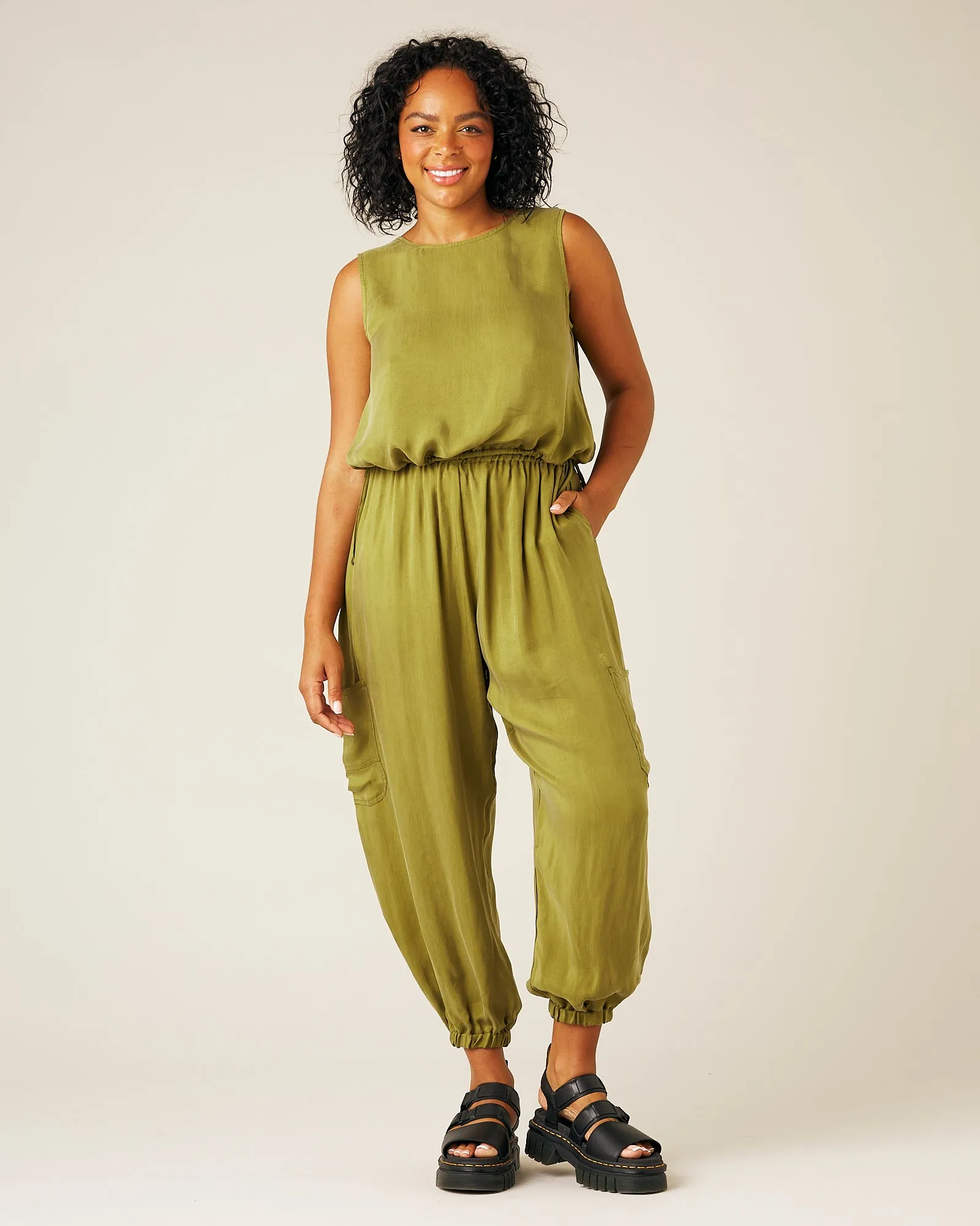 Yoli Cupro Trousers - Olive Oil