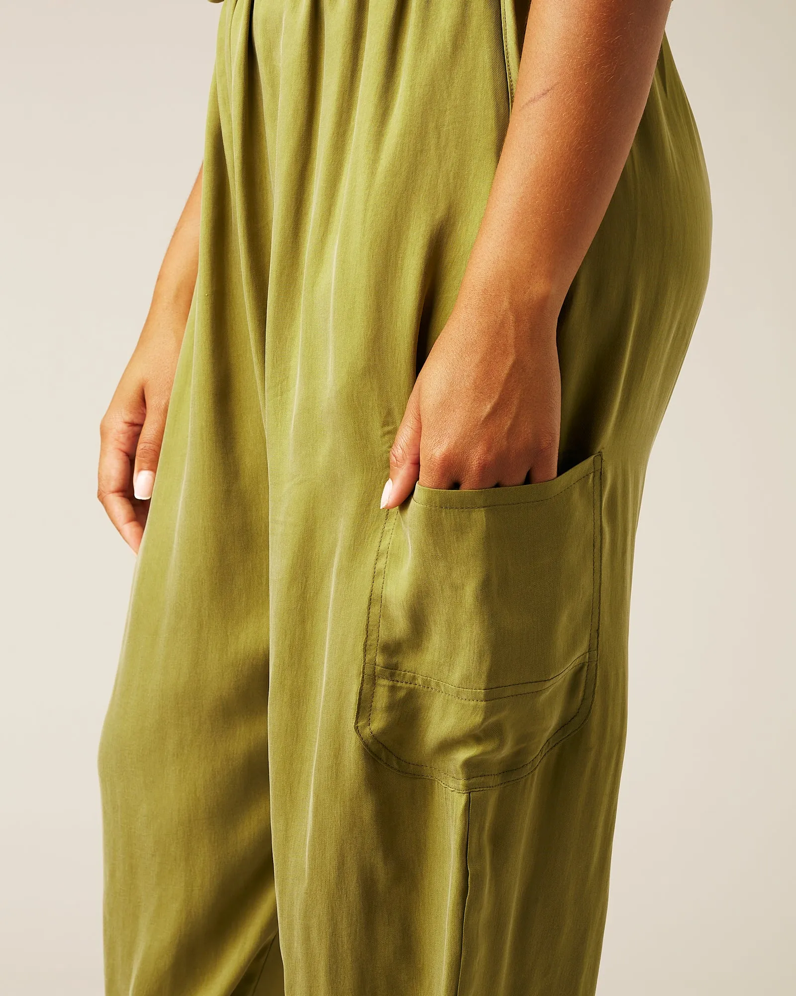 Yoli Cupro Trousers - Olive Oil