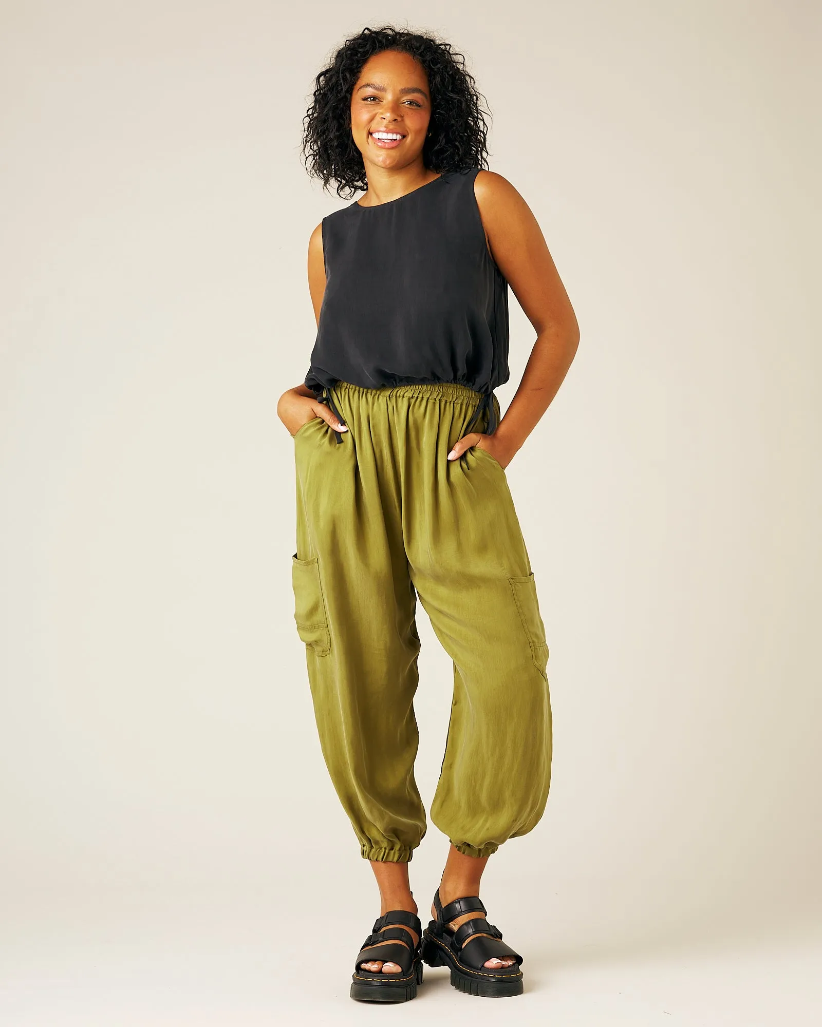 Yoli Cupro Trousers - Olive Oil