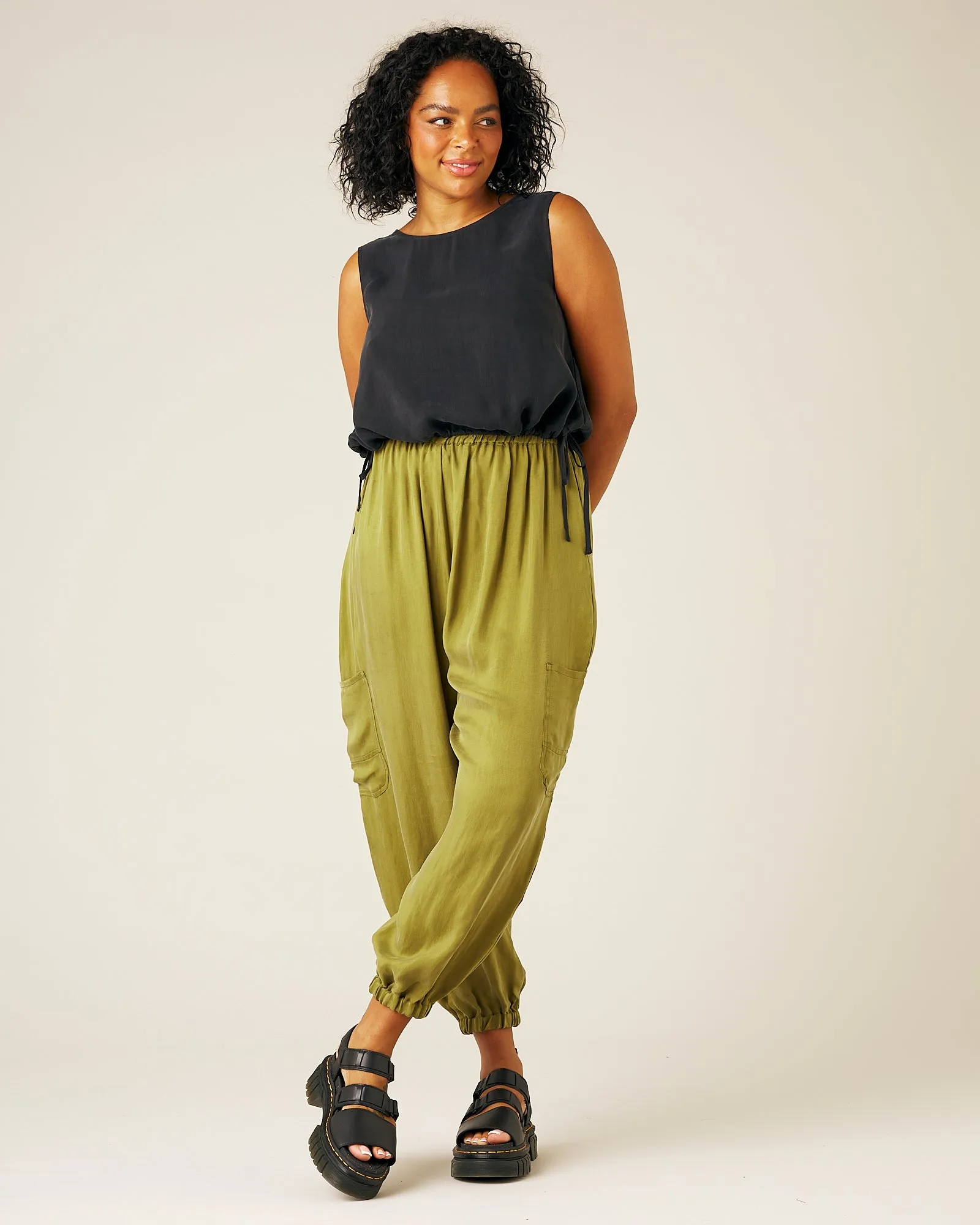 Yoli Cupro Trousers - Olive Oil